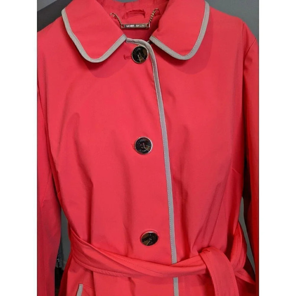 Dennis Basso Solid Water Resistant Trench Jacket Coral - Picture 5 of 6